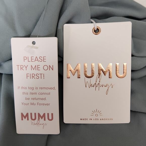 Show Me Your Mumu Jenn Maxi Dress Size LG Silver Sage Crisp Bridesmaid Wedding - Picture 12 of 15